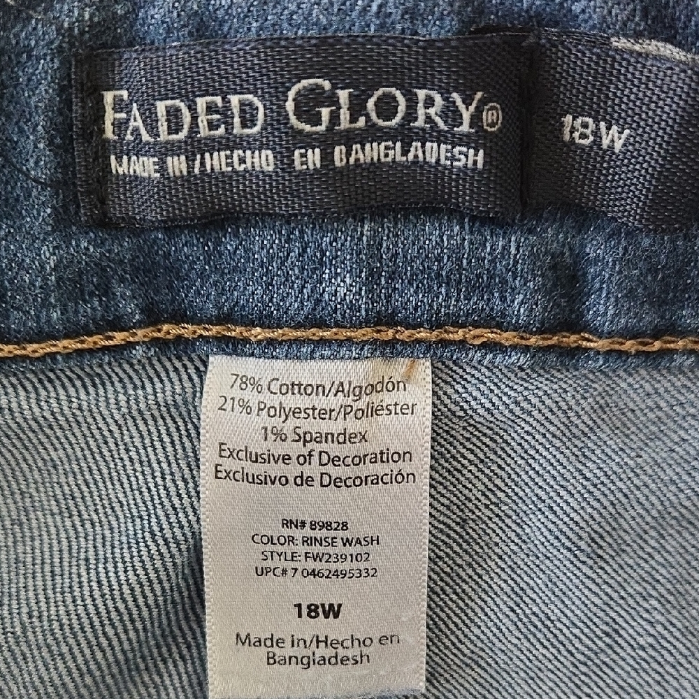 Faded Glory 18W Dark Wash Stretch Bermuda Denim Shorts Plus Size - Picture 5 of 8
